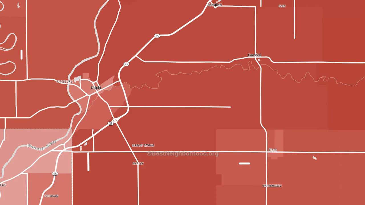Carroll County, IN block-group political-lean map