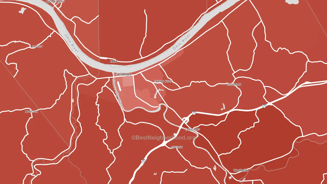 Carroll County, KY block-group political-lean map