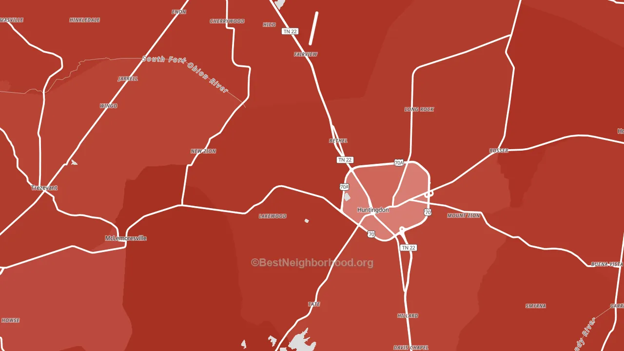 Carroll County, TN block-group political-lean map