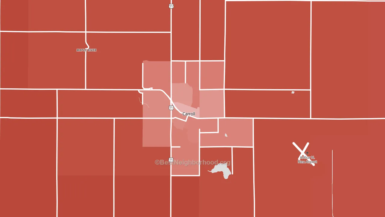 Carroll, IA block-group political-lean map