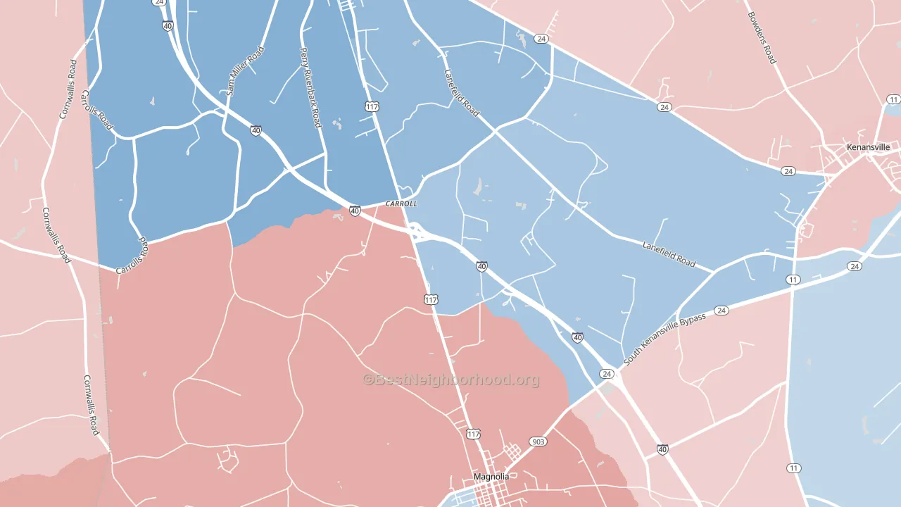 Carroll, NC block-group political-lean map