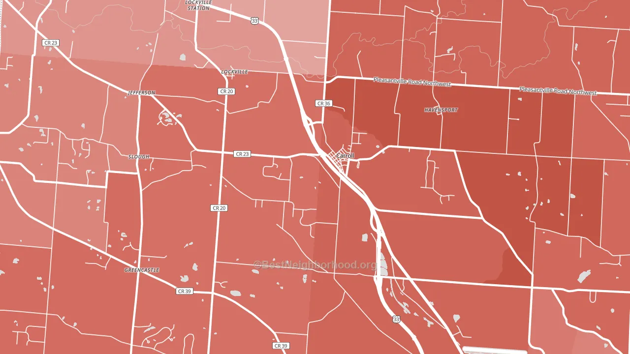 Carroll, OH block-group political-lean map