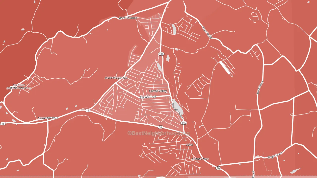 Carroll Valley, PA block-group political-lean map
