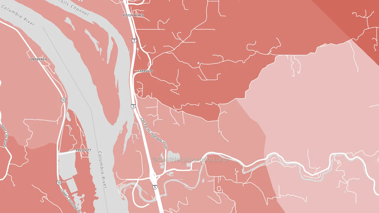 Carrolls, WA block-group political-lean map