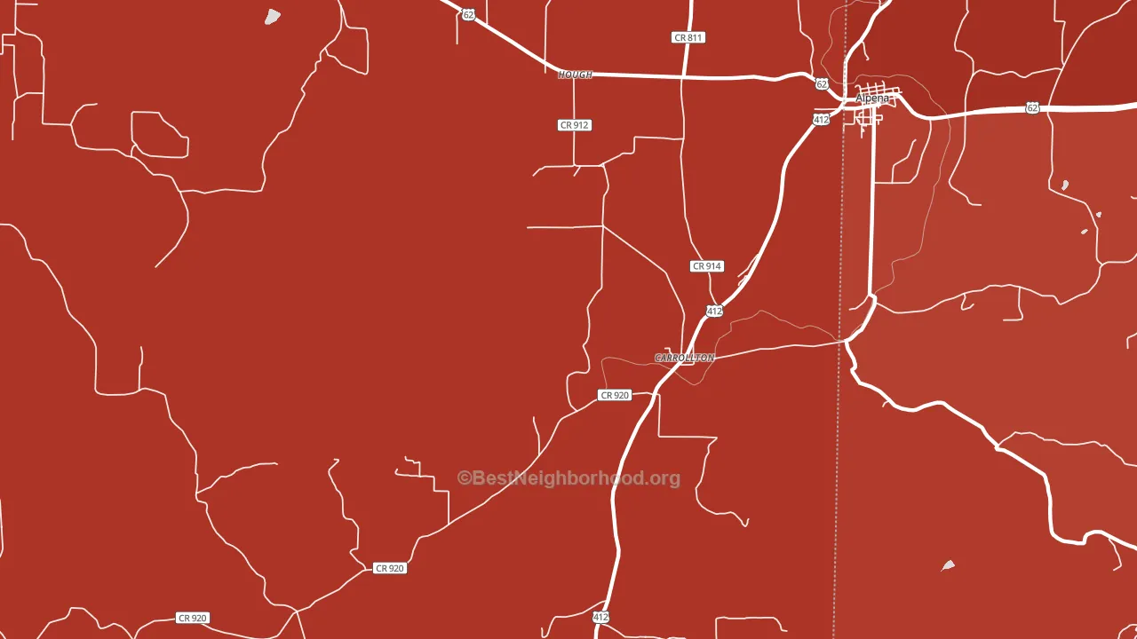Carrollton, AR block-group political-lean map