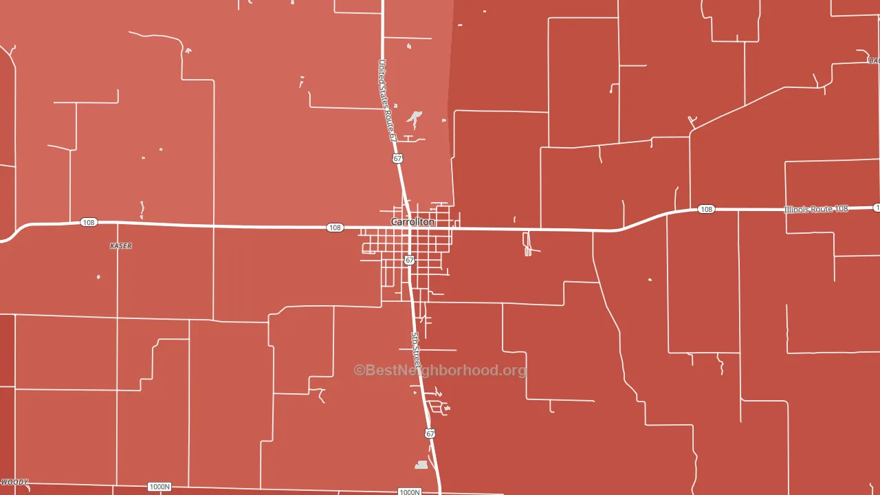 Carrollton, IL block-group political-lean map