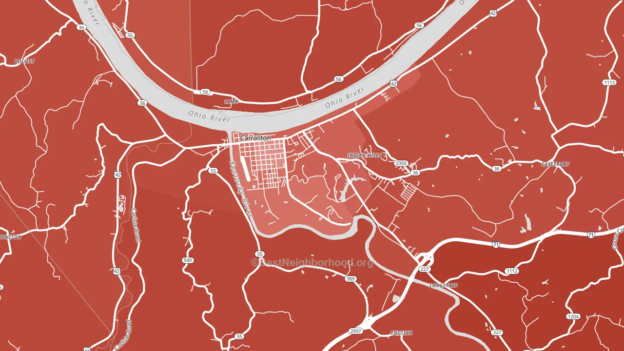 Carrollton, KY block-group political-lean map