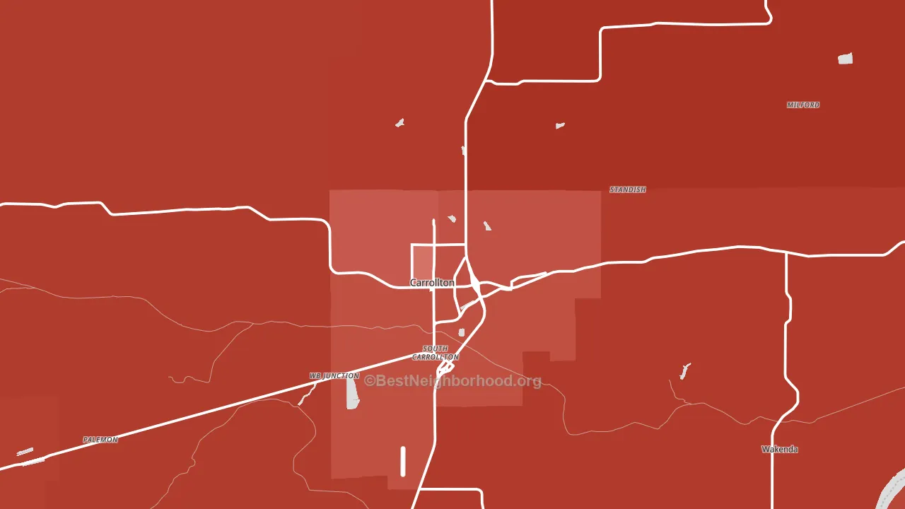 Carrollton, MO block-group political-lean map