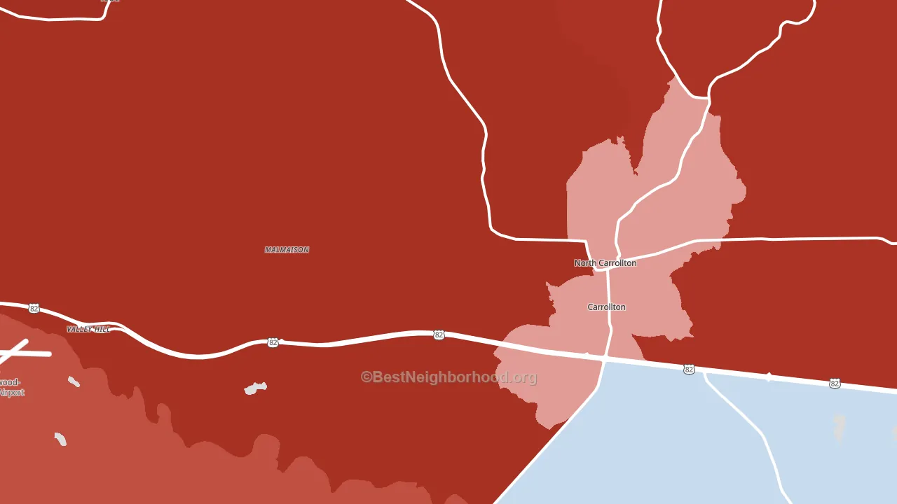 Carrollton, MS block-group political-lean map