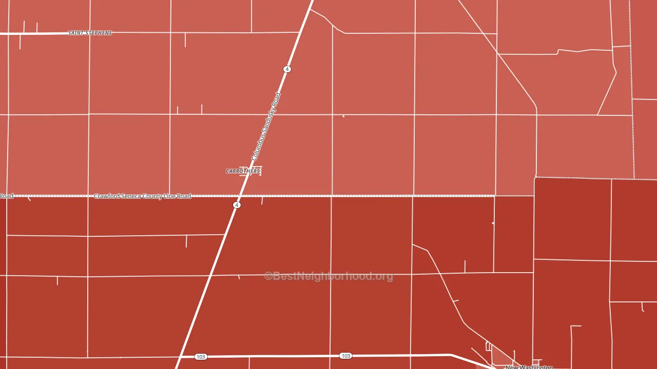 Carrothers, OH block-group political-lean map