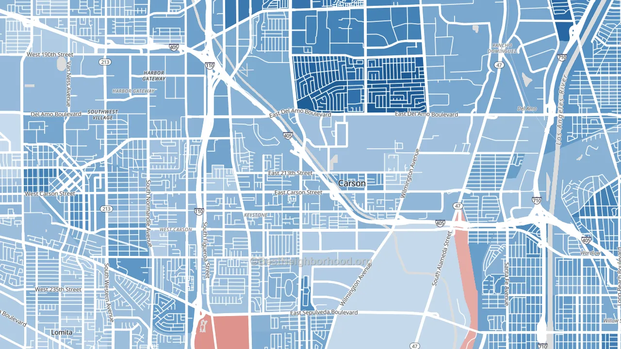 Carson, CA block-group political-lean map