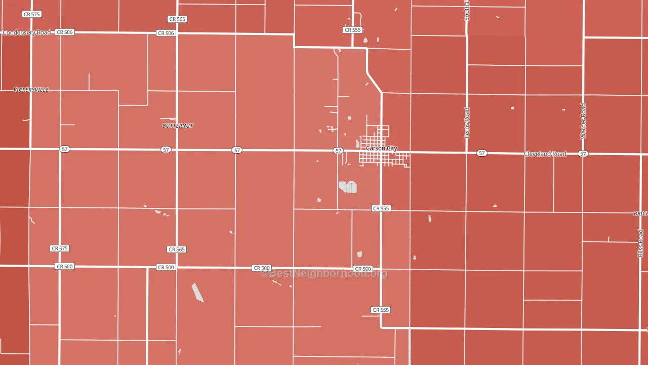 Carson City, MI block-group political-lean map