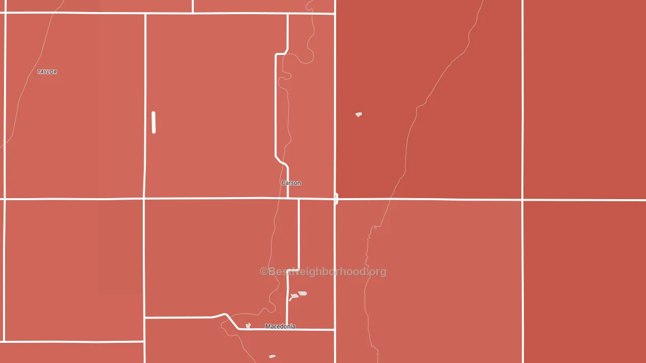 Carson, IA block-group political-lean map