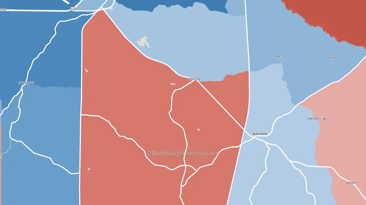 Carson, MS block-group political-lean map