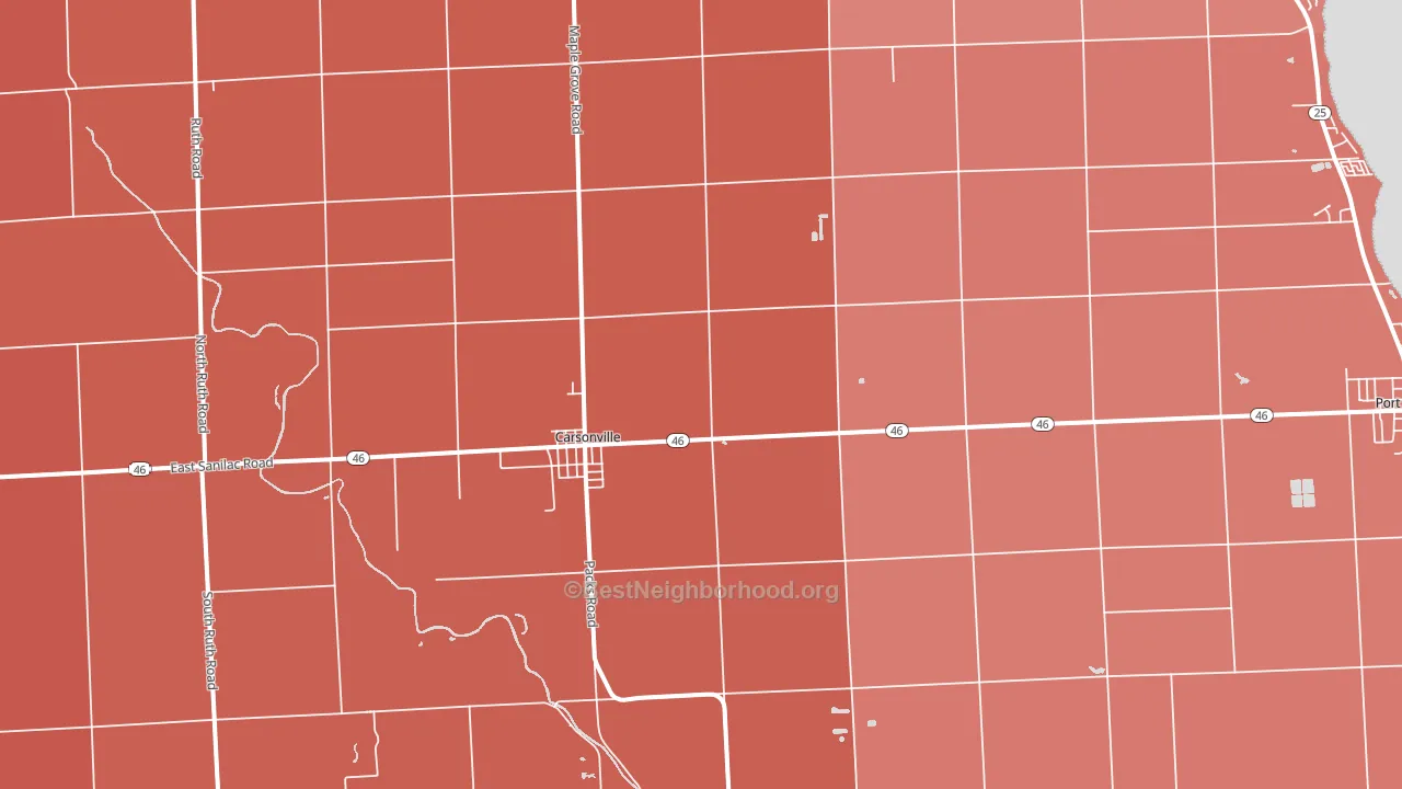 Carsonville, MI block-group political-lean map