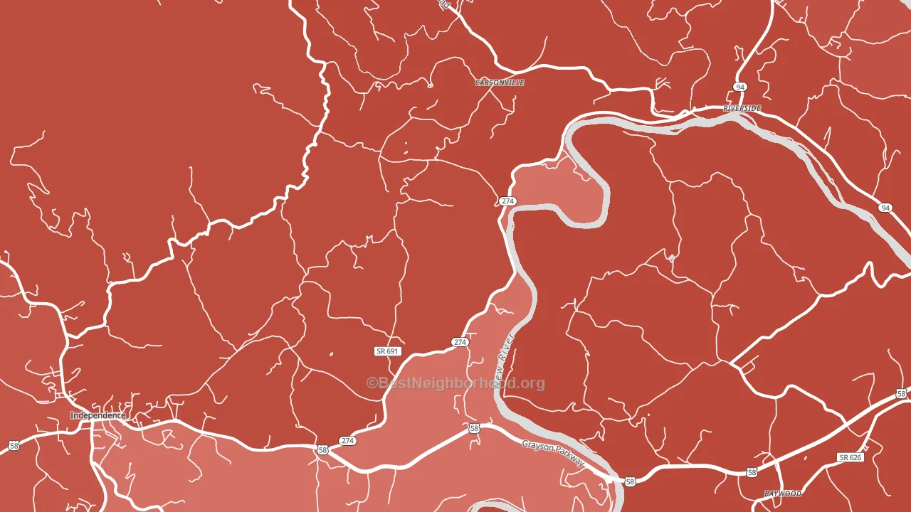 Carsonville, VA block-group political-lean map