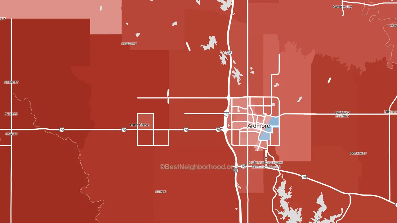 Carter County, OK block-group political-lean map