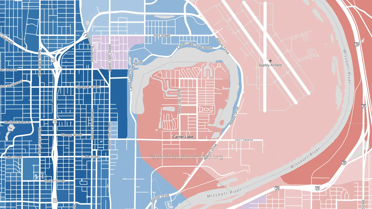 Carter Lake, IA block-group political-lean map