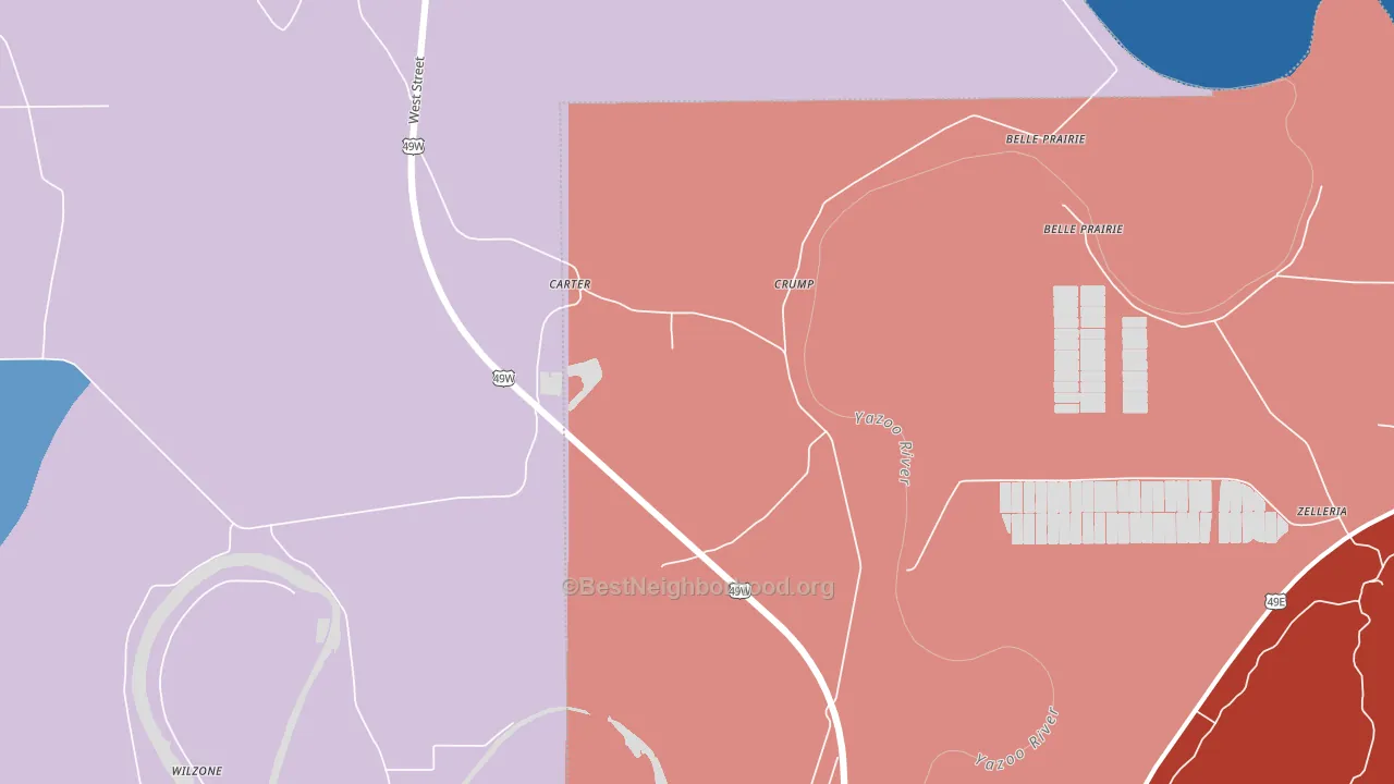Carter, MS block-group political-lean map
