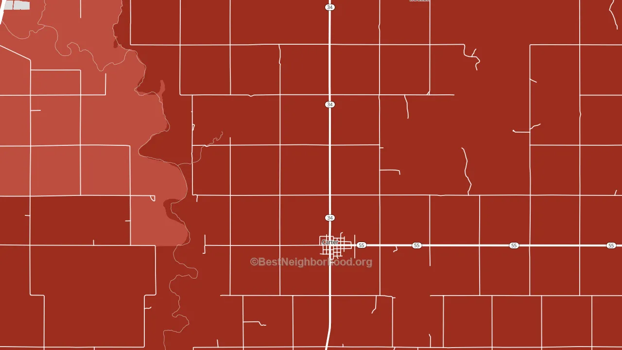 Carter, OK block-group political-lean map