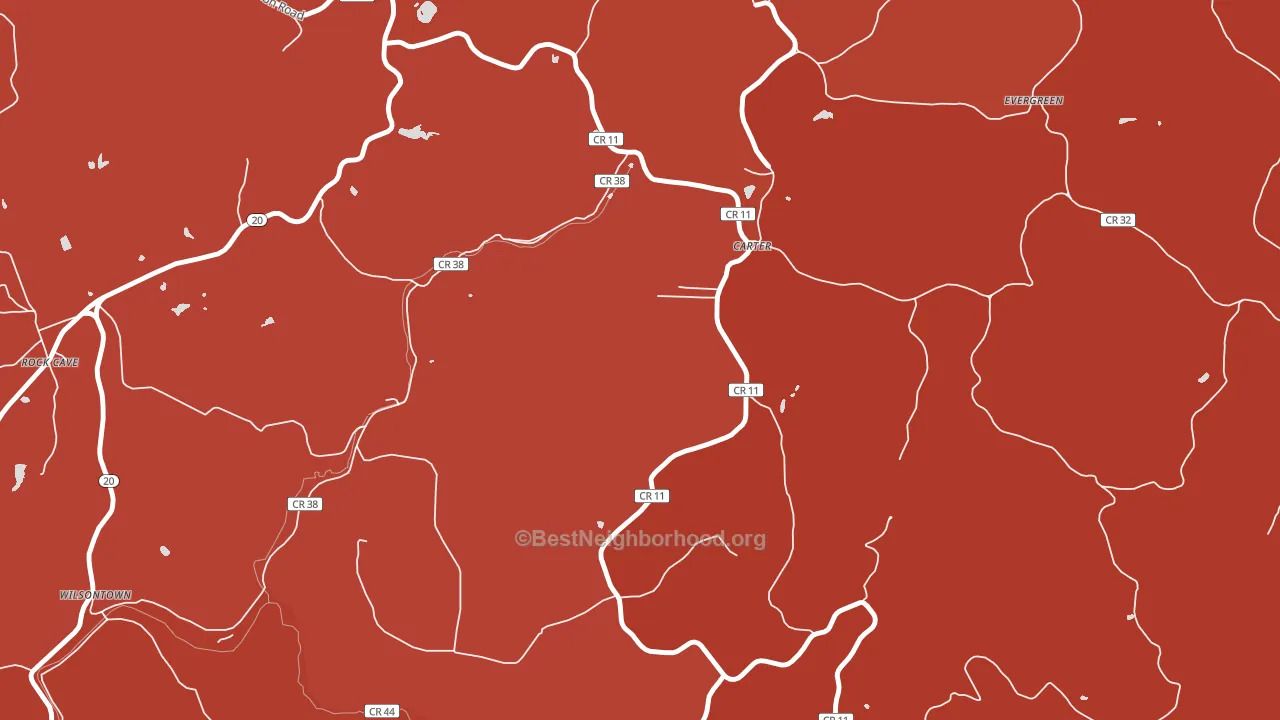 Carter, WV block-group political-lean map