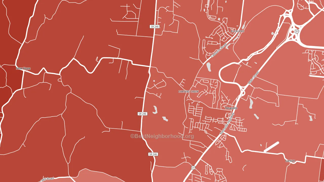 Carters Creek, TN block-group political-lean map