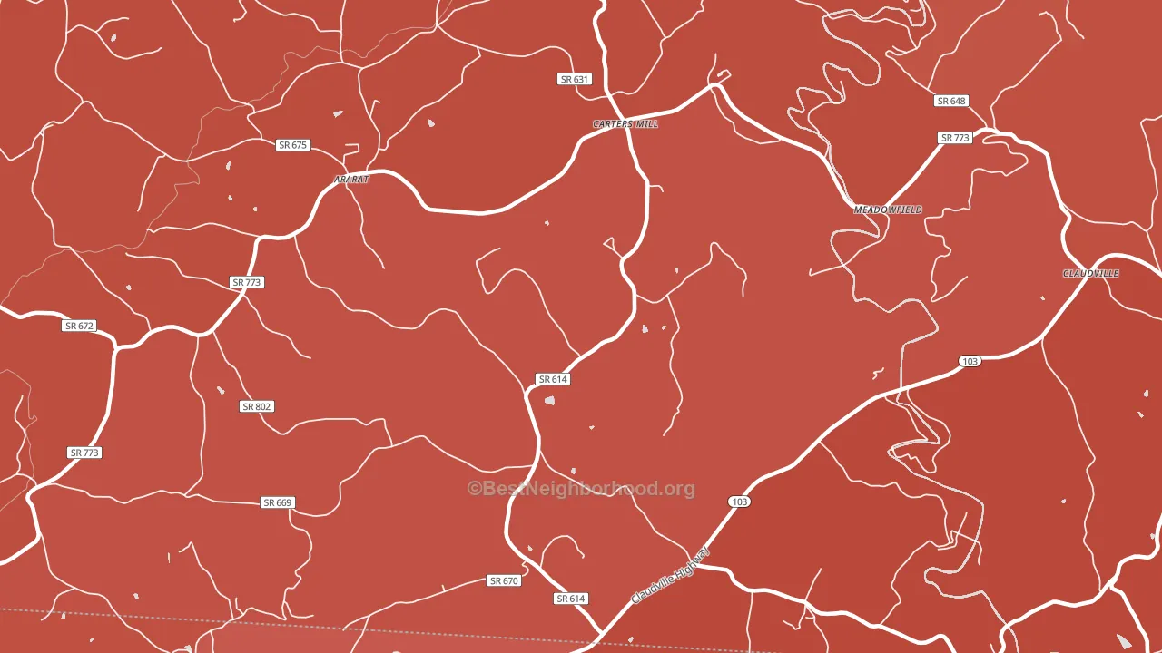 Carters Mills, VA block-group political-lean map
