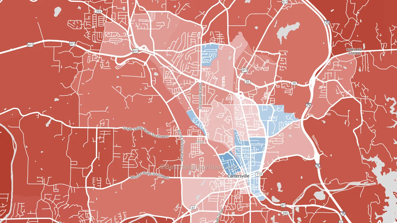 Cartersville, GA block-group political-lean map