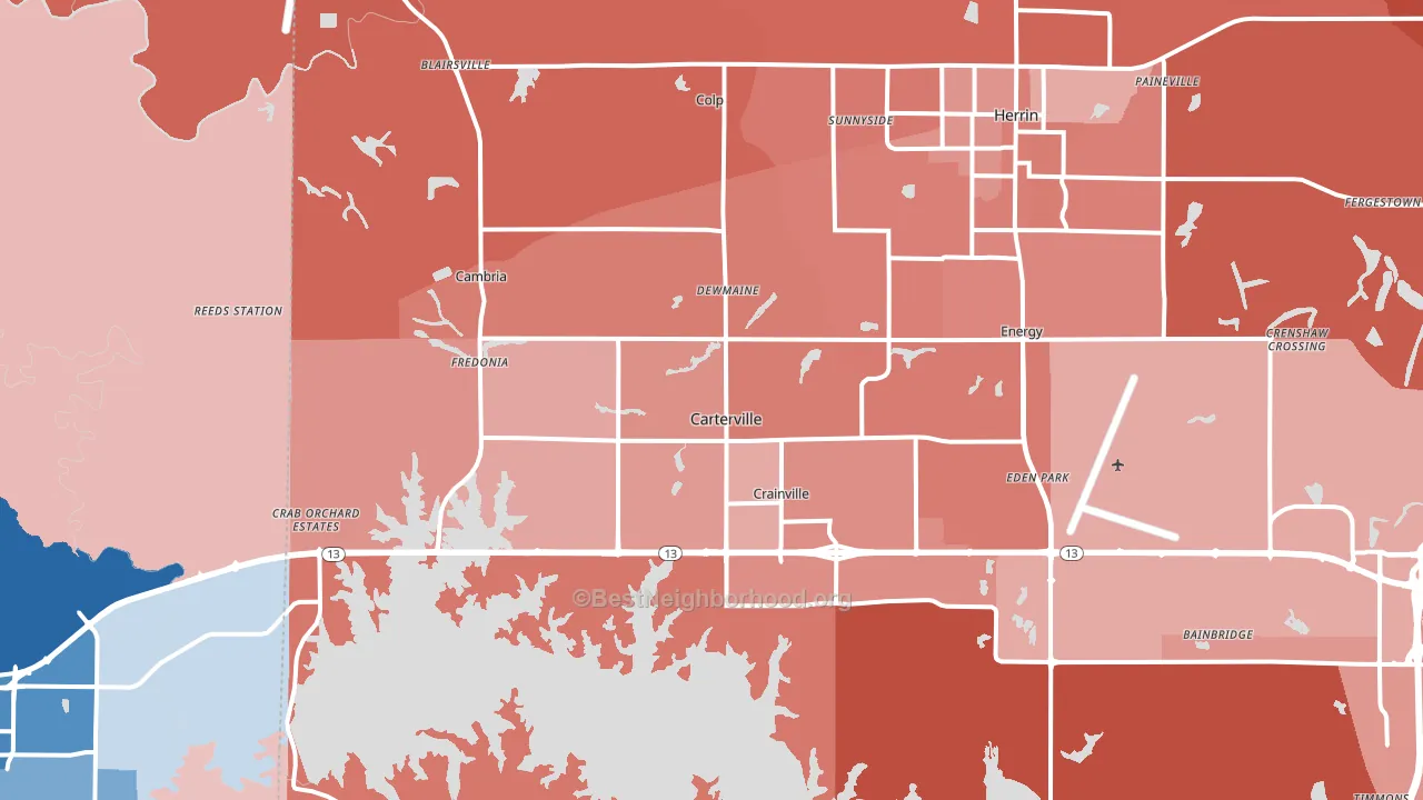 Carterville, IL block-group political-lean map