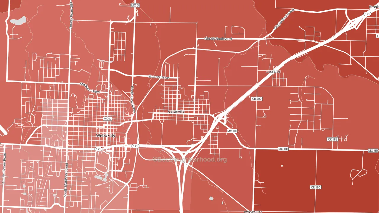 Carterville, MO block-group political-lean map