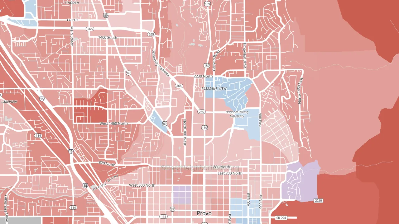Carterville, Provo, UT block-group political-lean map