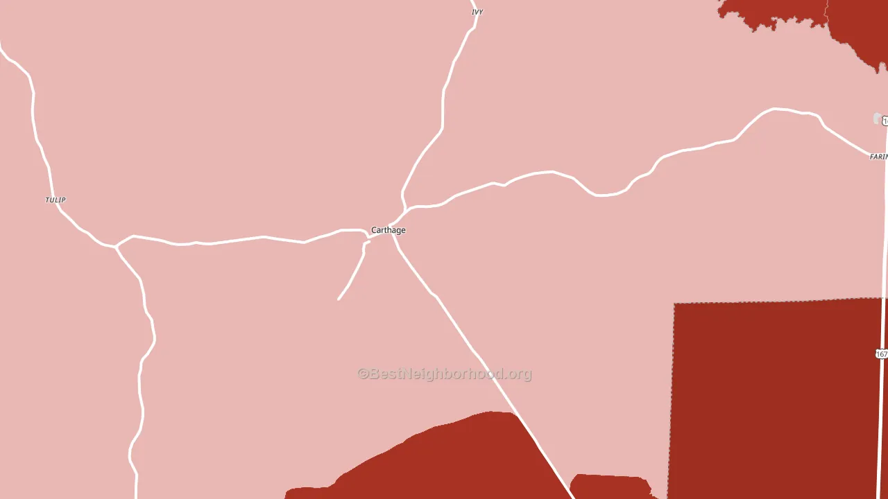 Carthage, AR block-group political-lean map