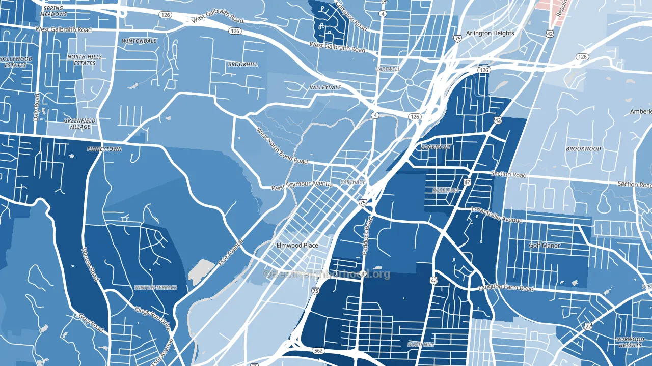 Carthage, Cincinnati, OH block-group political-lean map