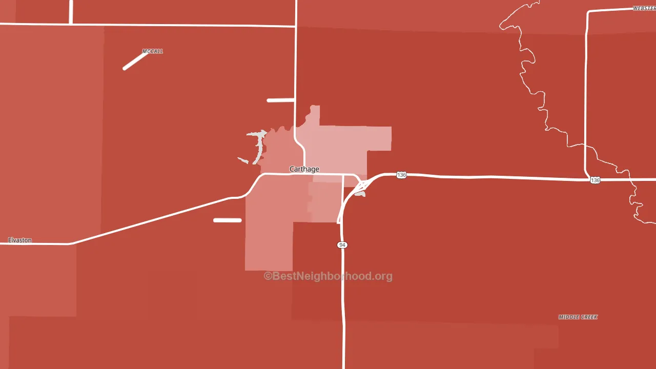 Carthage, IL block-group political-lean map