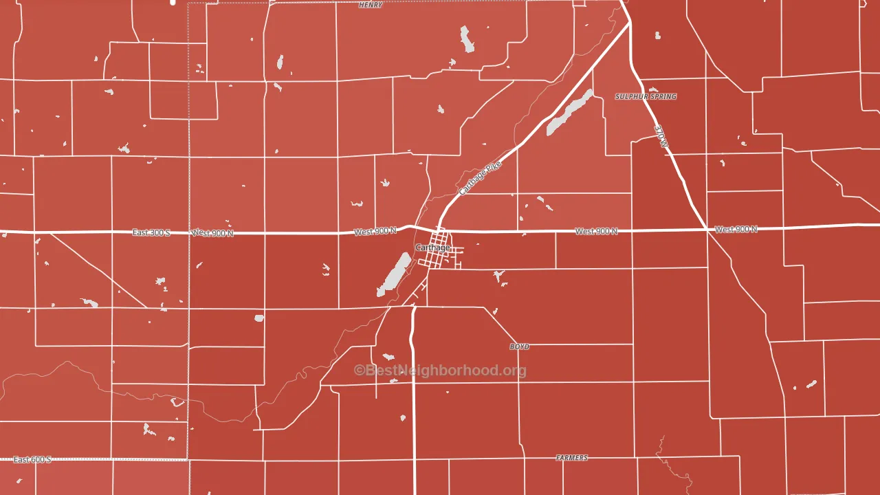 Carthage, IN block-group political-lean map