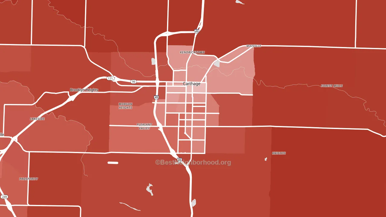 Carthage, MO block-group political-lean map