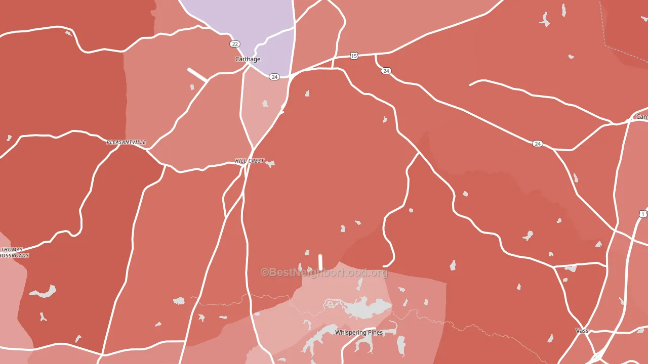 Carthage, NC block-group political-lean map
