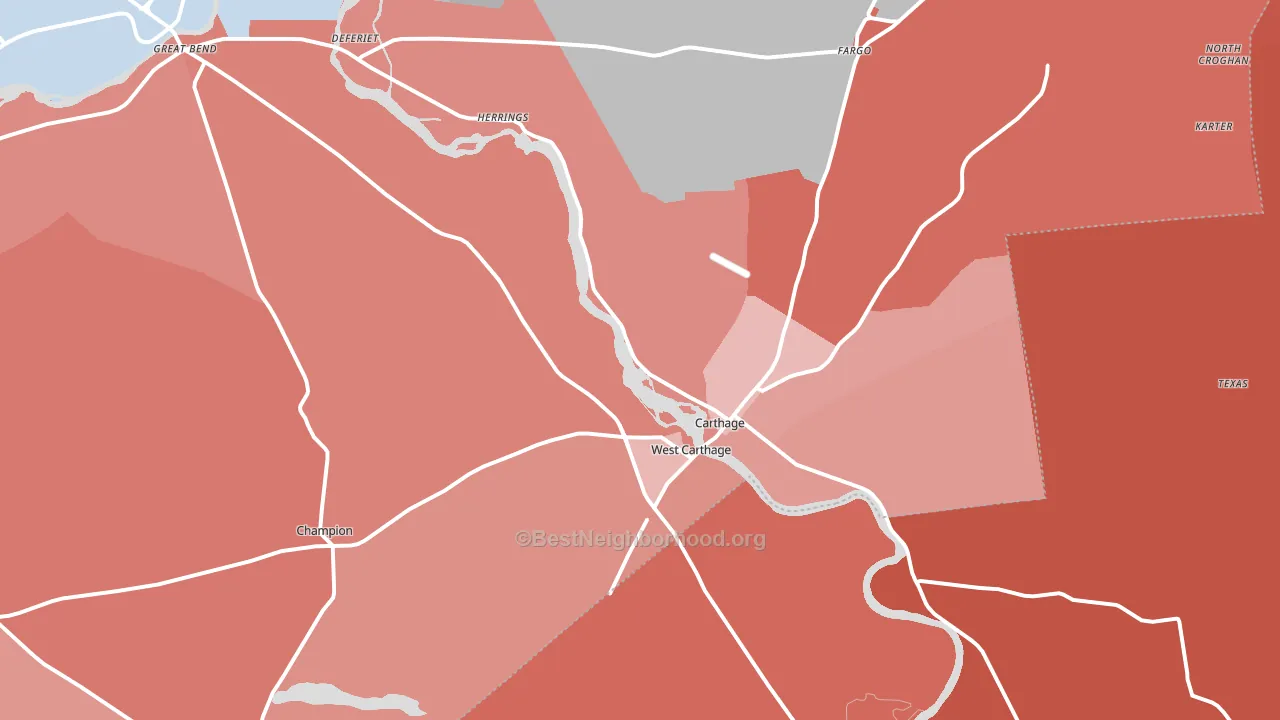 Carthage, NY block-group political-lean map