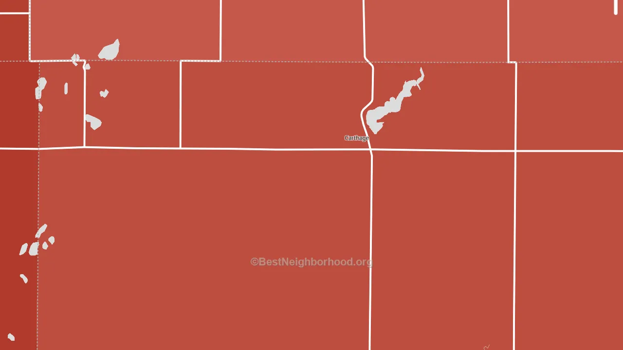 Carthage, SD block-group political-lean map