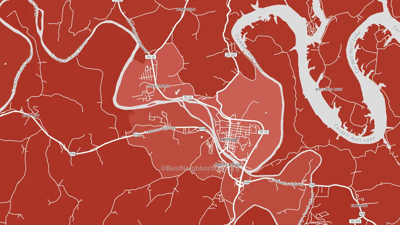 Carthage, TN block-group political-lean map