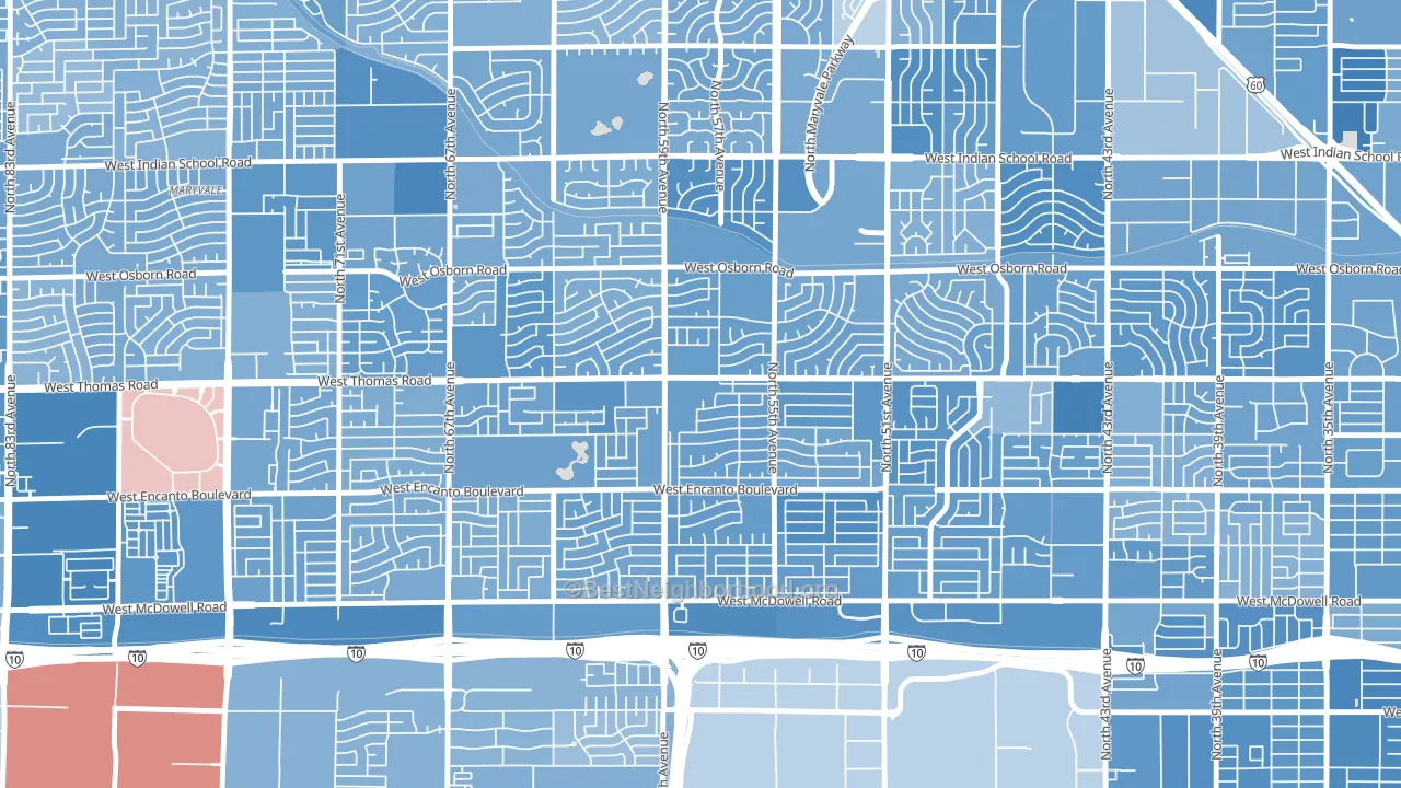 Cartwright, Phoenix, AZ block-group political-lean map