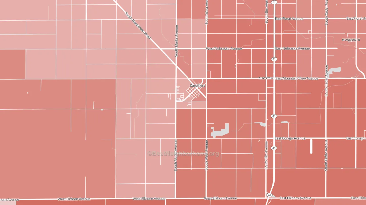 Caruthers, CA block-group political-lean map