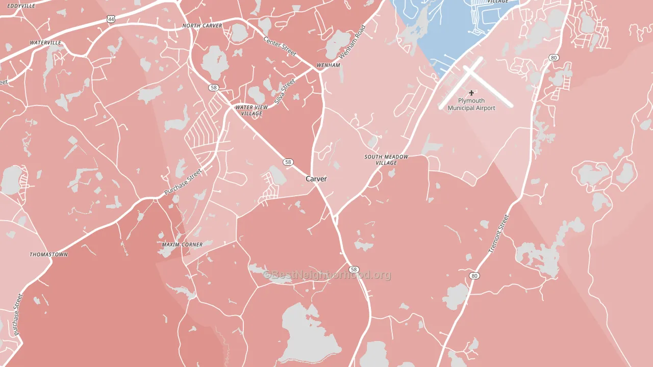 Carver, MA block-group political-lean map
