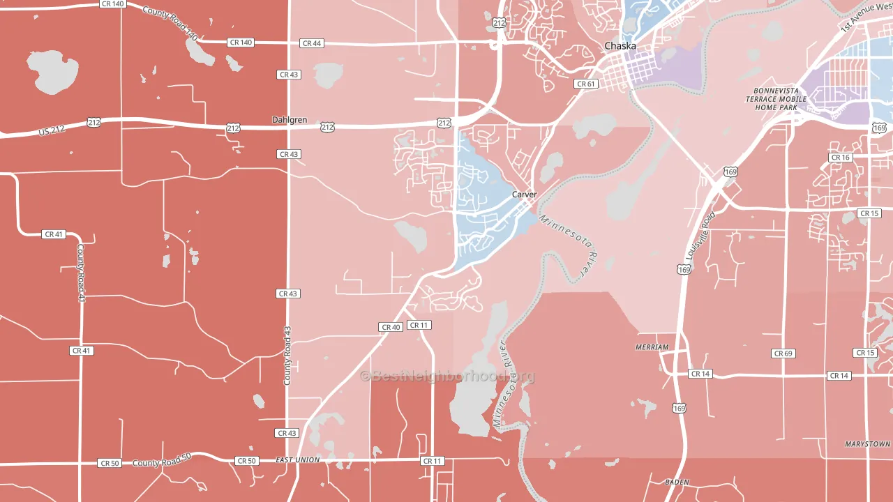 Carver, MN block-group political-lean map