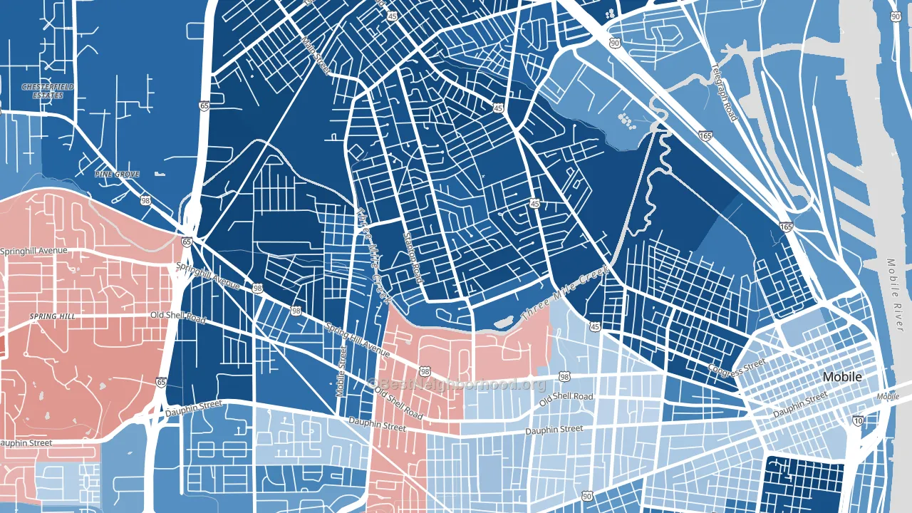 Carver, Mobile, AL block-group political-lean map
