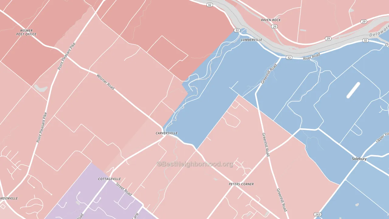 Carversville, PA block-group political-lean map