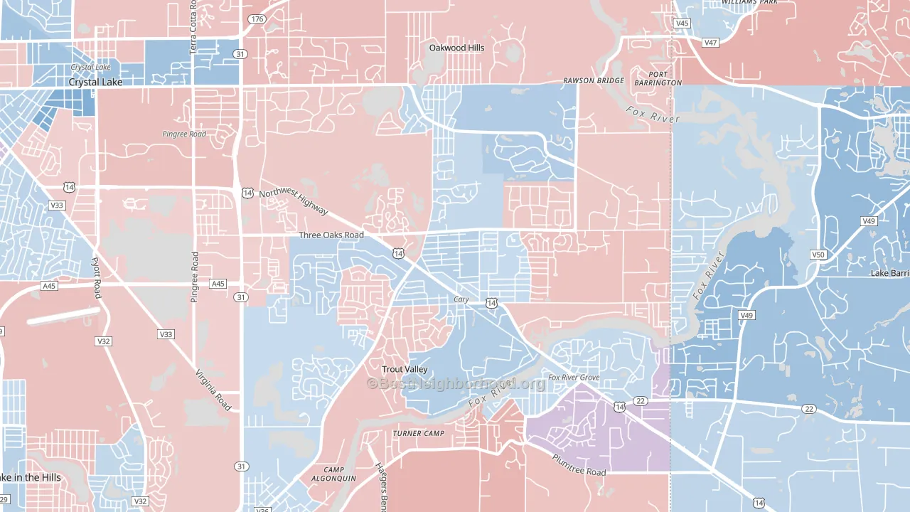 Cary, IL block-group political-lean map