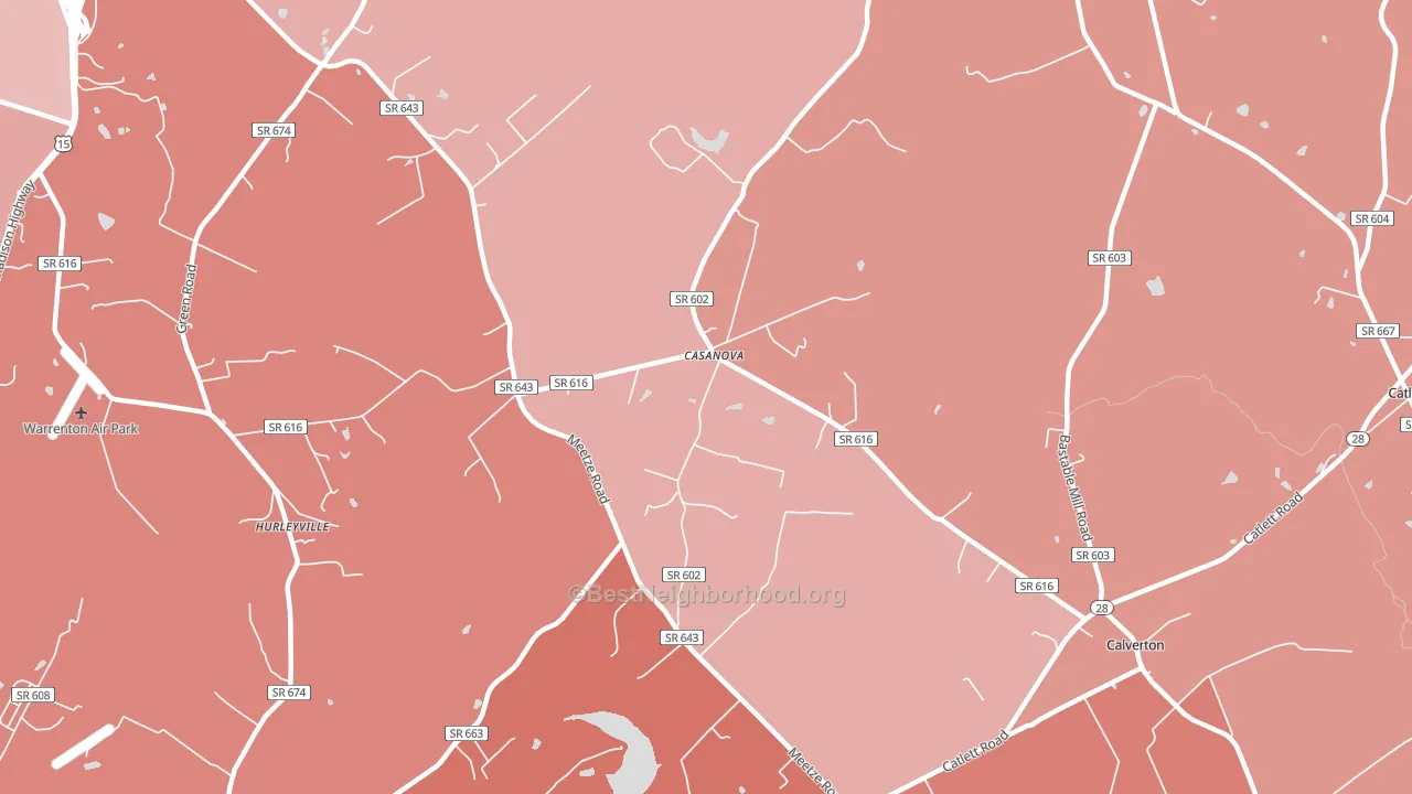 Casanova, VA block-group political-lean map
