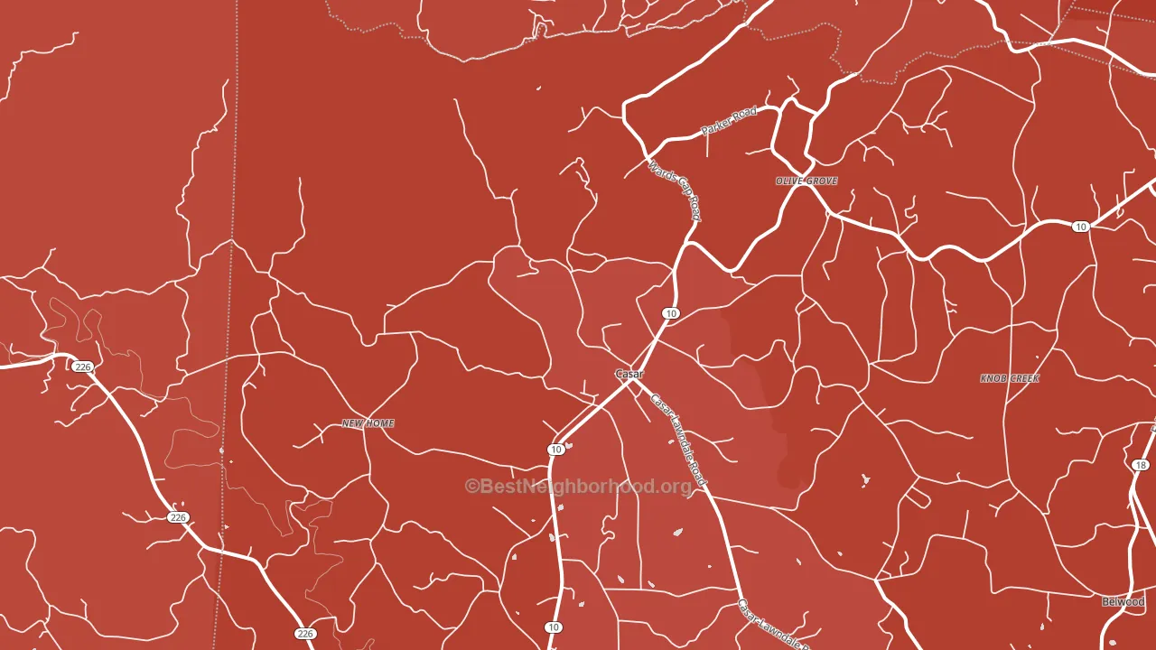 Casar, NC block-group political-lean map