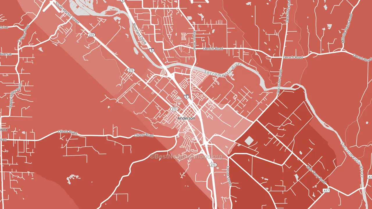 Cascade, Anderson, CA block-group political-lean map